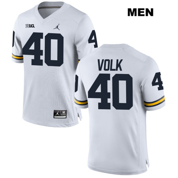 Men's NCAA Michigan Wolverines Nick Volk #40 White Jordan Brand Authentic Stitched Football College Jersey MH25S56QA